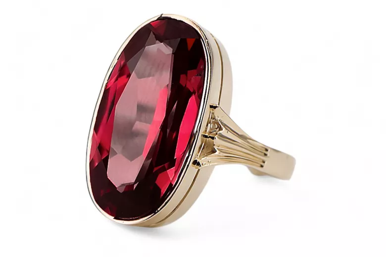 Inel Rubin Aur galben 14K Vintage bijuterii vrc113y